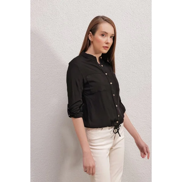 19 ÖNÜ BAĞCIKLI GÖMLEK  Siyah