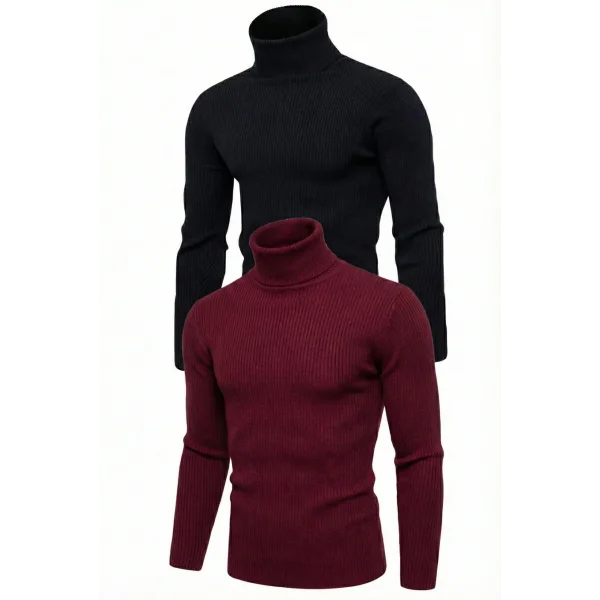 2li Siyah Bordo Unisex Kaşkorse Boğazlı Full Likralı Fitilli Body Kazak