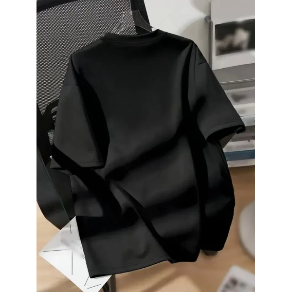 20/1 Penye Compack Ayı Baskılı Oversize Bisiklet Yaka Kısa Kol T-shirt - Siyah