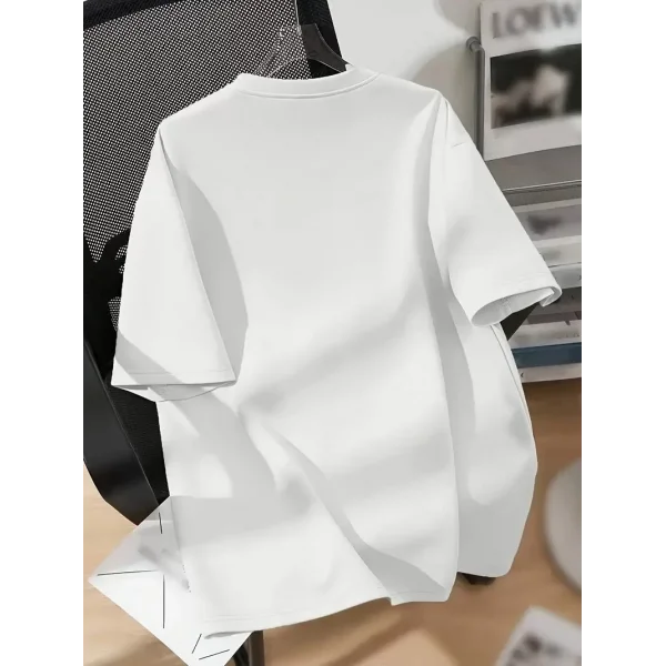 20/1 Penye Compack Baskılı Oversize Bisiklet Yaka Kısa Kol Yazlık T-shirt - Beyaz