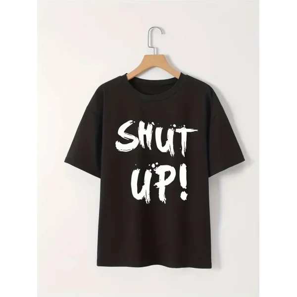 20/1 Penye Compack Baskılı Oversize Bisiklet Yaka m Kısa Kol Yazlık T-shirt - Siyah