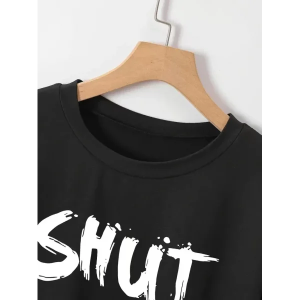 20/1 Penye Compack Baskılı Oversize Bisiklet Yaka m Kısa Kol Yazlık T-shirt - Siyah