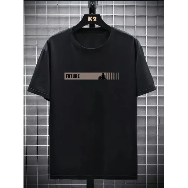 20/1 Penye Compack FUTRE Baskılı Oversize Kısa Kol Bisiklet Yaka T-shirt - Siyah