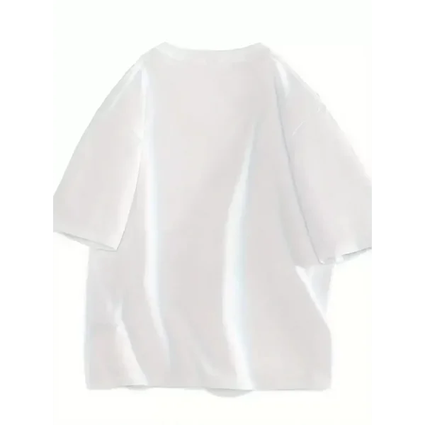 20/1 Penye Compack Gülücük Baskılı Oversize Bisiklet Yaka Kısa Kol Yazlık T-shirt - Beyaz