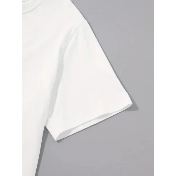 20/1 Penye Compack Palmiye Ön Baskılı Oversize Bisiklet Yaka Kısa Kol Yazlık T-shirt - Beyaz