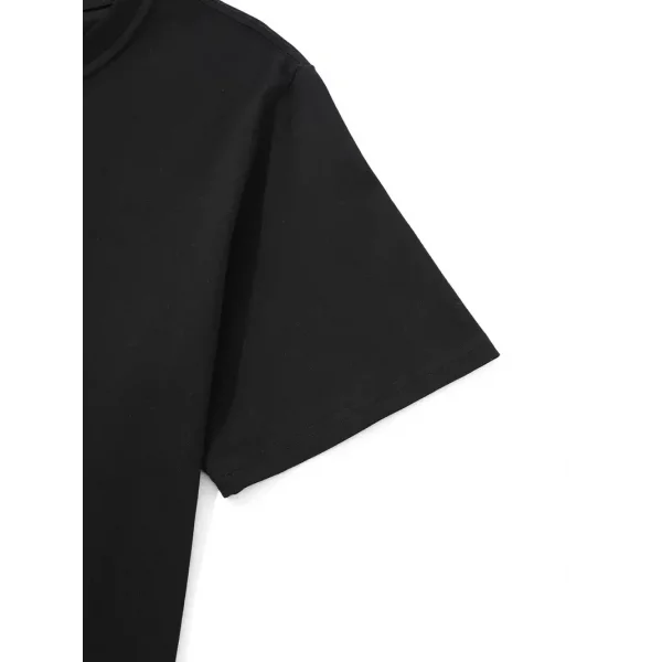 20/1 Penye Compack Palmiye Ön Baskılı Oversize Bisiklet Yaka Kısa Kol Yazlık T-shirt - Siyah