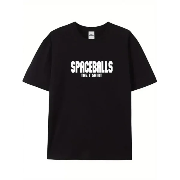 20/1 Penye Compack SPACEBALLS Erkek Baskılı Oversize Bisiklet Yaka Kısa Kol Yazlık T-shirt - Siyah