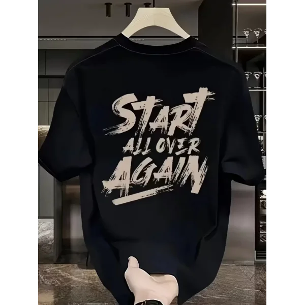 20/1 Penye Compack Start All Over Baskılı Oversize Bisiklet Yaka Kısa Kol T-shirt - Siyah