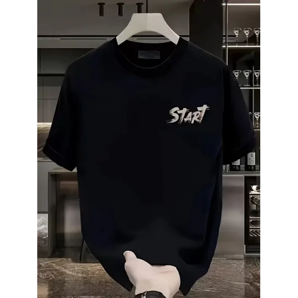 20/1 Penye Compack Start All Over Baskılı Oversize Bisiklet Yaka Kısa Kol T-shirt - Siyah