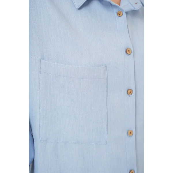20126 Oversize Keten Gömlek - Mavi
