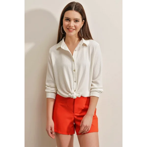 20160 Örme Gömlek  Beyaz