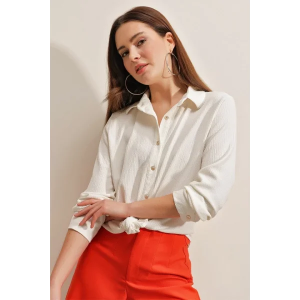 20160 Örme Gömlek  Beyaz