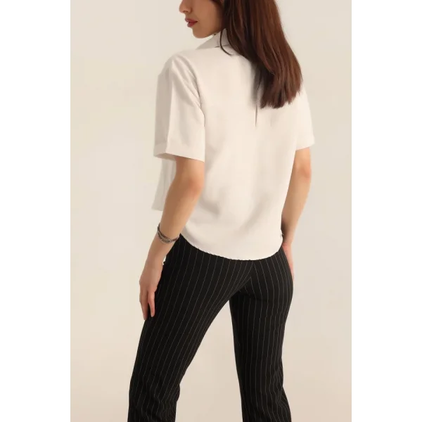 20180 Çift Cepli Keten Gömlek  Taş