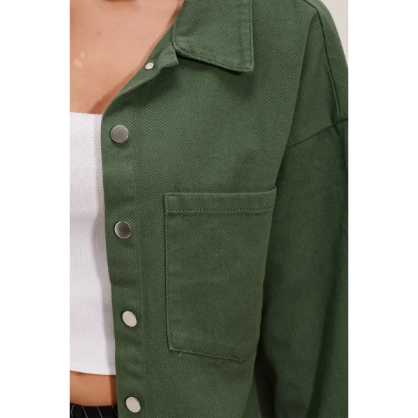 20192 Oversize Gabardin Gömlek Ceket - Haki