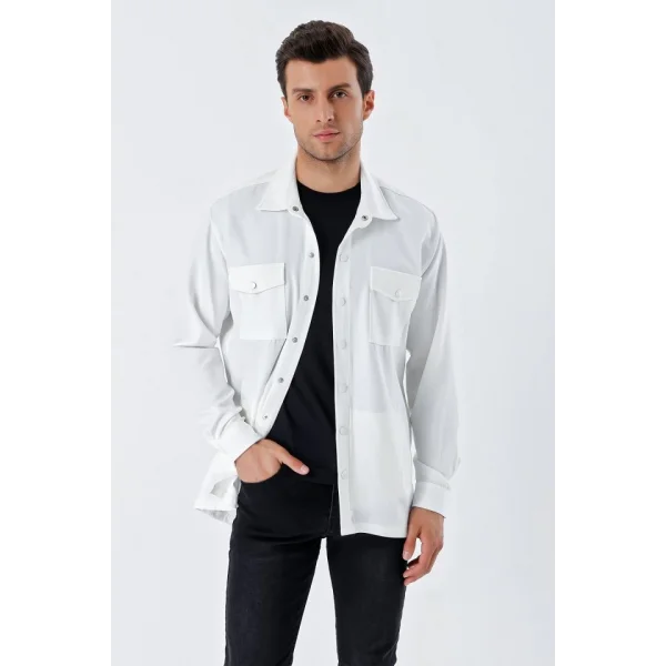 20193 Oversize Erkek Gömlek - Beyaz