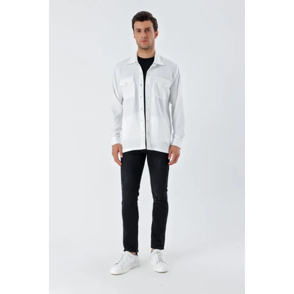 20193 Oversize Erkek Gömlek - Beyaz
