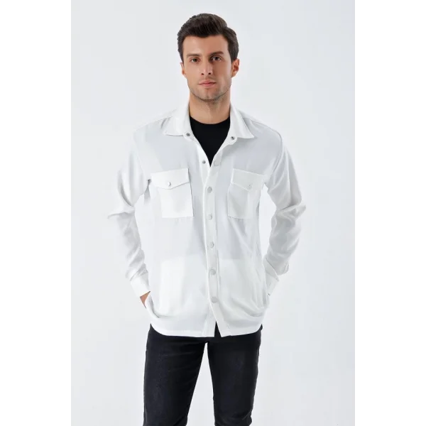 20193 Oversize Erkek Gömlek - Beyaz