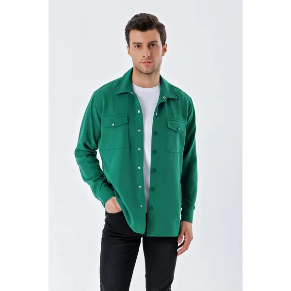 20193 Oversize Erkek Gömlek - Zümrüt Yeşili