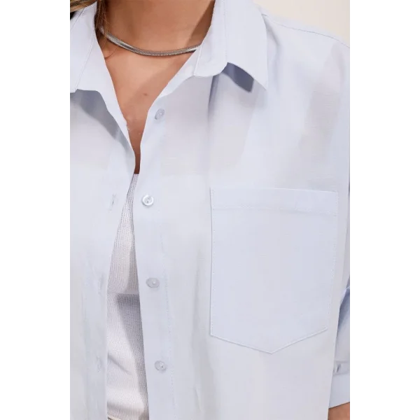 20213 Oversize Kısa Kol Basic Gömlek  Bebe Mavi