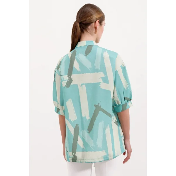 20226 Desenli Oversize Gömlek  Mint