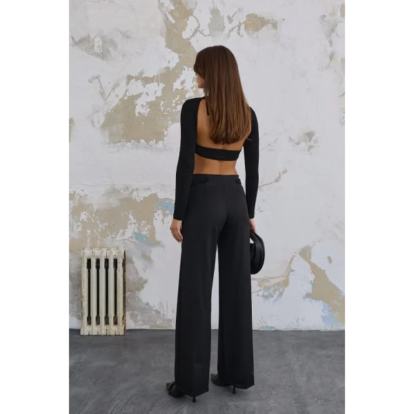 220 Gr Ni̇kol Yüksek Bel Arka Apolet Kemer Detayli Palazzo Pantolon