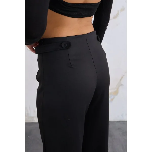 220 Gr Ni̇kol Yüksek Bel Arka Apolet Kemer Detayli Palazzo Pantolon