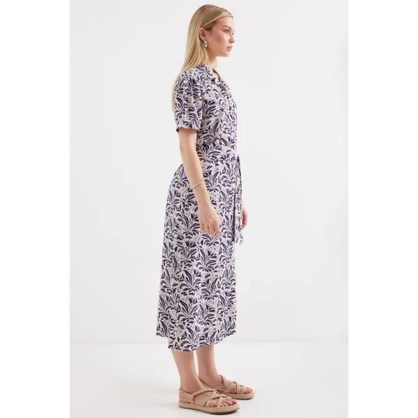 2213 Kısa Kol Viskon Elbise  F.Lacivert