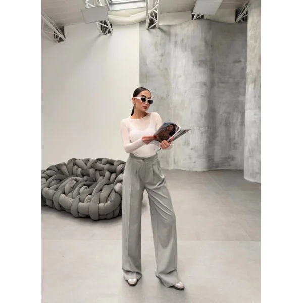 230 Gr Poly Viscose Full Lycra Pi̇leli̇ Palazzo Pantolon