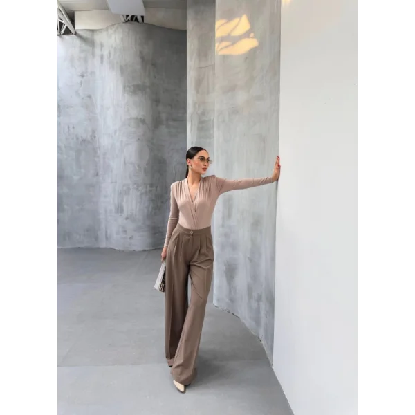 230 Gr Poly Viscose Full Lycra Pi̇leli̇ Palazzo Pantolon