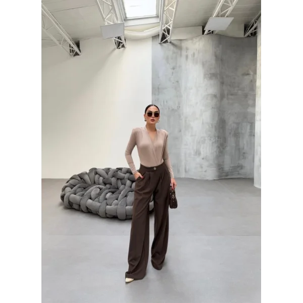 230 Gr Poly Viscose Full Lycra Pi̇leli̇ Palazzo Pantolon