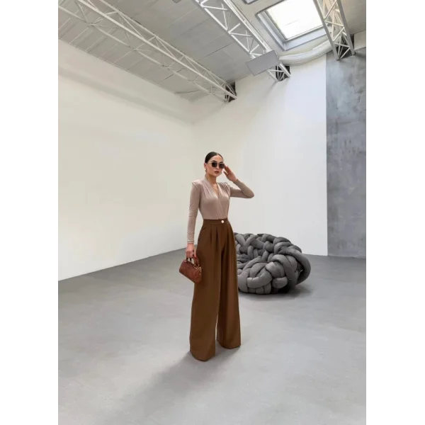 230 Gr Poly Viscose Full Lycra Pi̇leli̇ Palazzo Pantolon