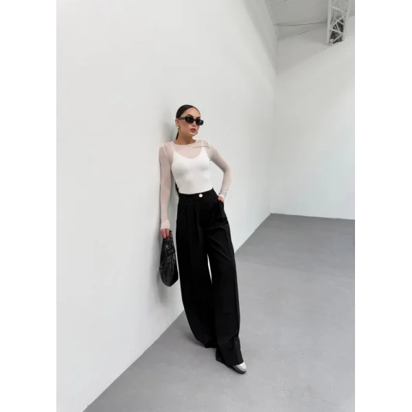 230 Gr Poly Viscose Full Lycra Pi̇leli̇ Palazzo Pantolon