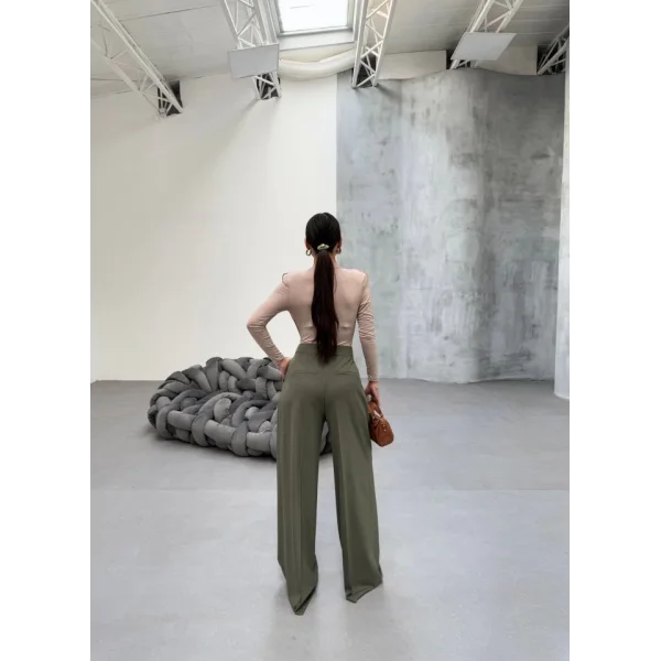 230 Gr Poly Viscose Full Lycra Pi̇leli̇ Palazzo Pantolon