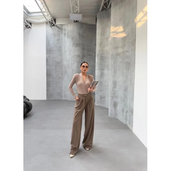 230 Gr Poly Viscose Full Lycra Pi̇leli̇ Palazzo Pantolon