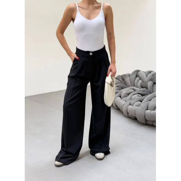 230 Gr Poly Viscose Full Lycra Pi̇leli̇ Palazzo Pantolon