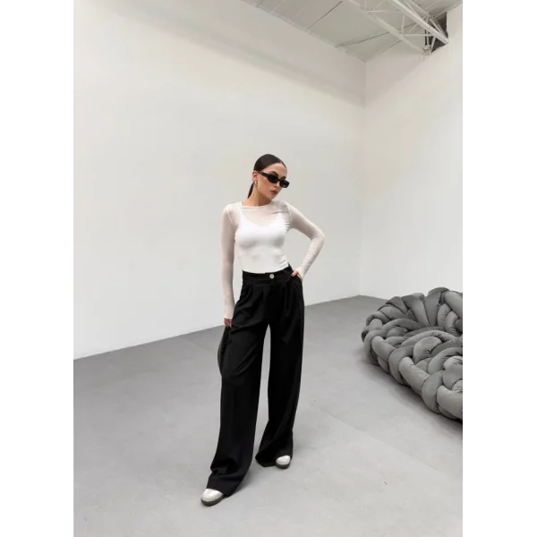 230 Gr Poly Viscose Full Lycra Pi̇leli̇ Palazzo Pantolon