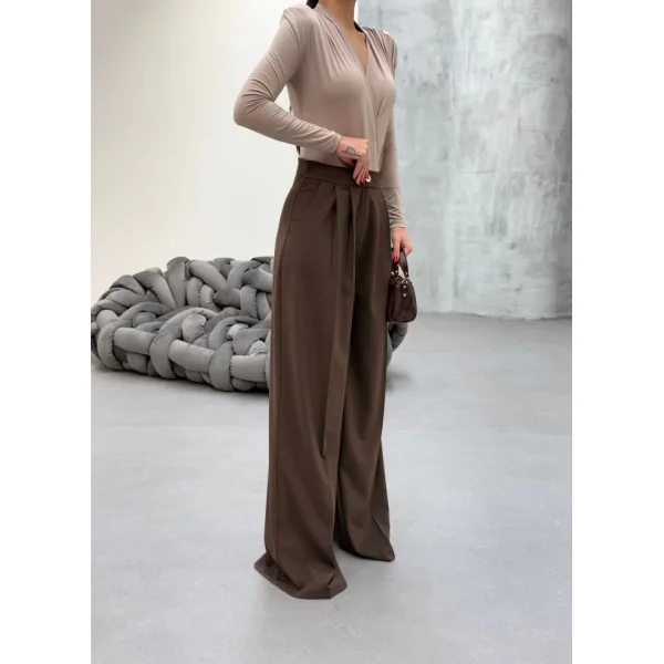 230 Gr Poly Viscose Full Lycra Pi̇leli̇ Palazzo Pantolon