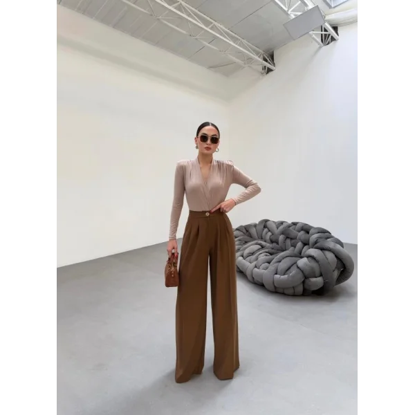 230 Gr Poly Viscose Full Lycra Pi̇leli̇ Palazzo Pantolon