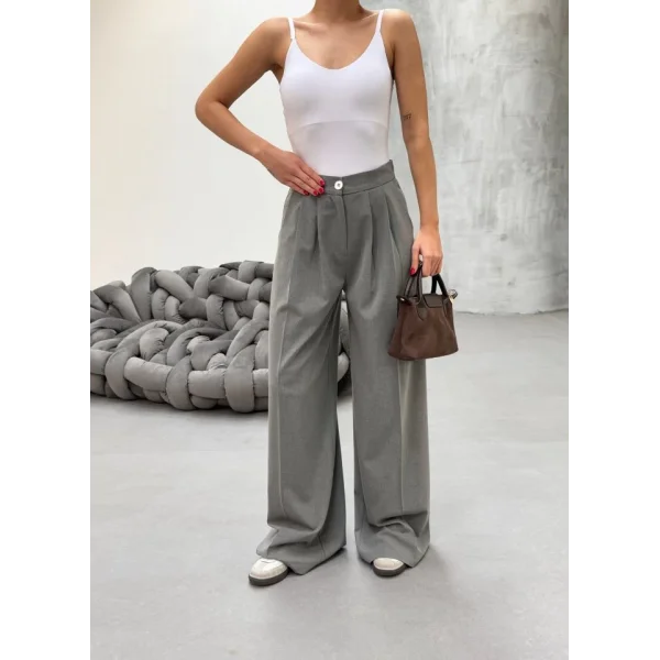 230 Gr Poly Viscose Full Lycra Pi̇leli̇ Palazzo Pantolon