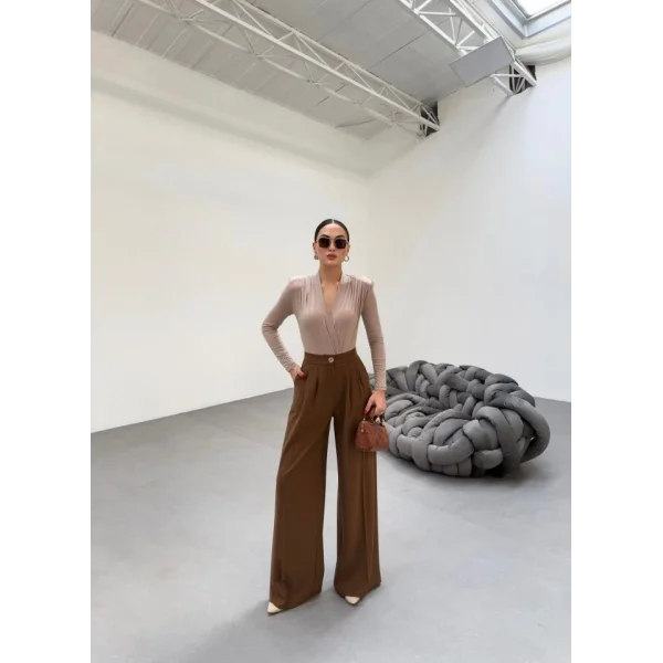 230 Gr Poly Viscose Full Lycra Pi̇leli̇ Palazzo Pantolon