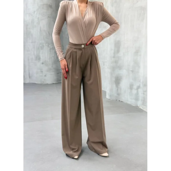 230 Gr Poly Viscose Full Lycra Pi̇leli̇ Palazzo Pantolon