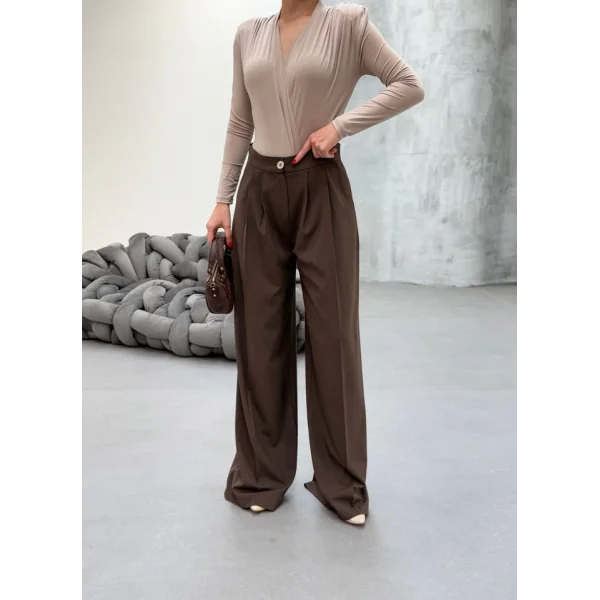 230 Gr Poly Viscose Full Lycra Pi̇leli̇ Palazzo Pantolon