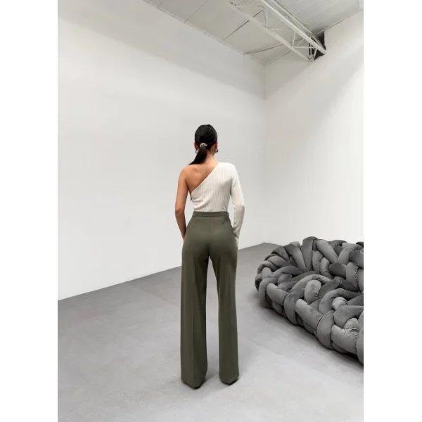 230 Gr Poly Viscose Lycra Metal Düğme Palazzo Pantolon