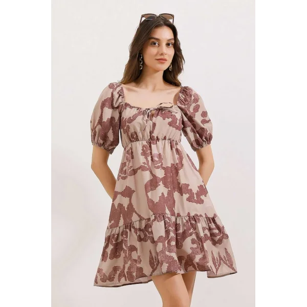 2351 Kloş Poplin Elbise  D.Gül Kurusu