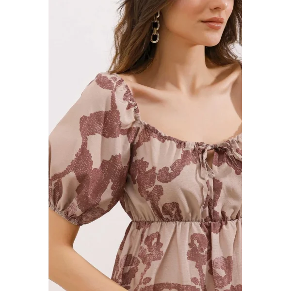 2351 Kloş Poplin Elbise  D.Gül Kurusu