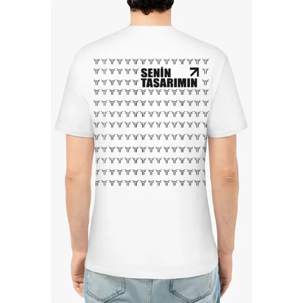 24/1 Düz Arka Sizin Tasarımınız Oversize T-shirt - Beyaz