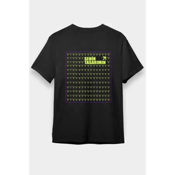 24/1 Düz Arka Sizin Tasarımınız Oversize T-shirt - Siyah