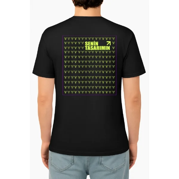 24/1 Düz Arka Sizin Tasarımınız Oversize T-shirt - Siyah