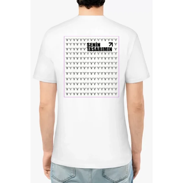 24/1 Düz Ön Arka Sizin Tasarımınız Oversize T-shirt - Beyaz