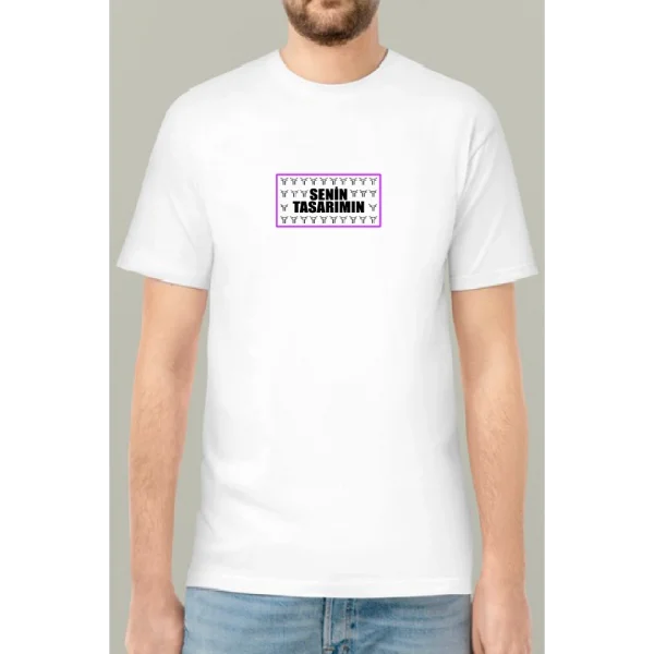 24/1 Düz Ön Arka Sizin Tasarımınız Oversize T-shirt - Beyaz